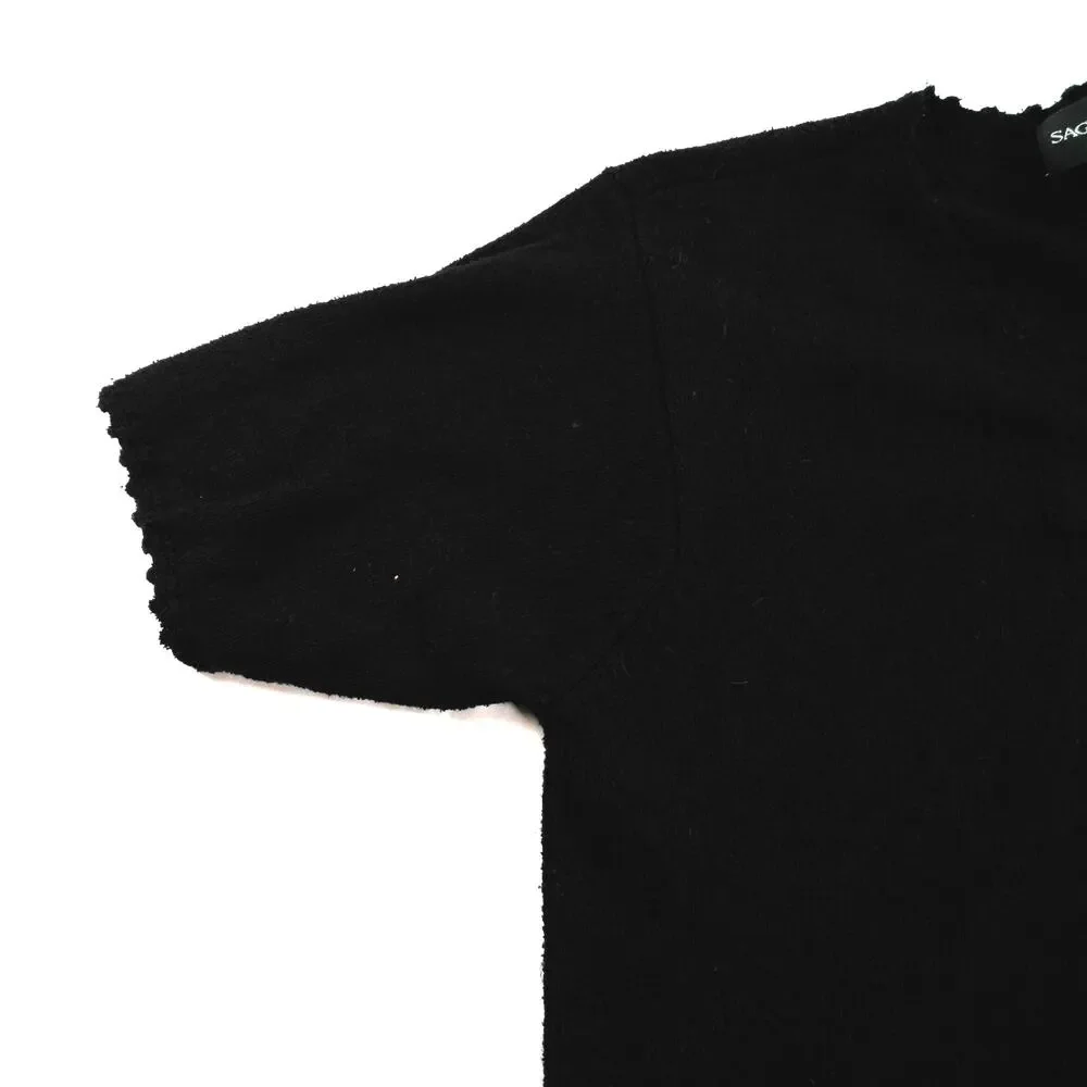 SAG HARBOR Black Silk Blend Short Sleeve Cardigan Sweater Women's Medium